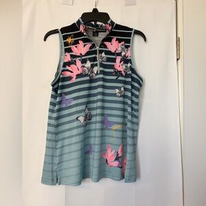 Jamie Sadock Papillon Butterfly Sleeveless performance golf shirt size medium